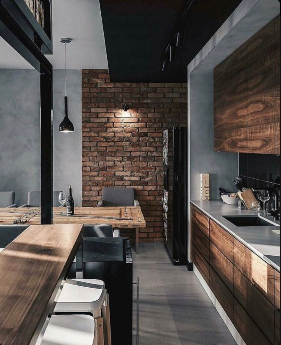 Кухонный интерьер в стиле лофт