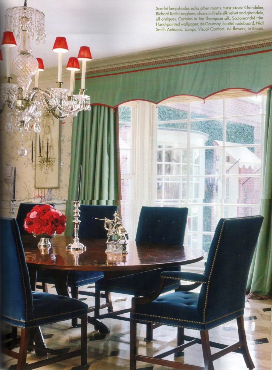 Изумрудные шторы в столовой