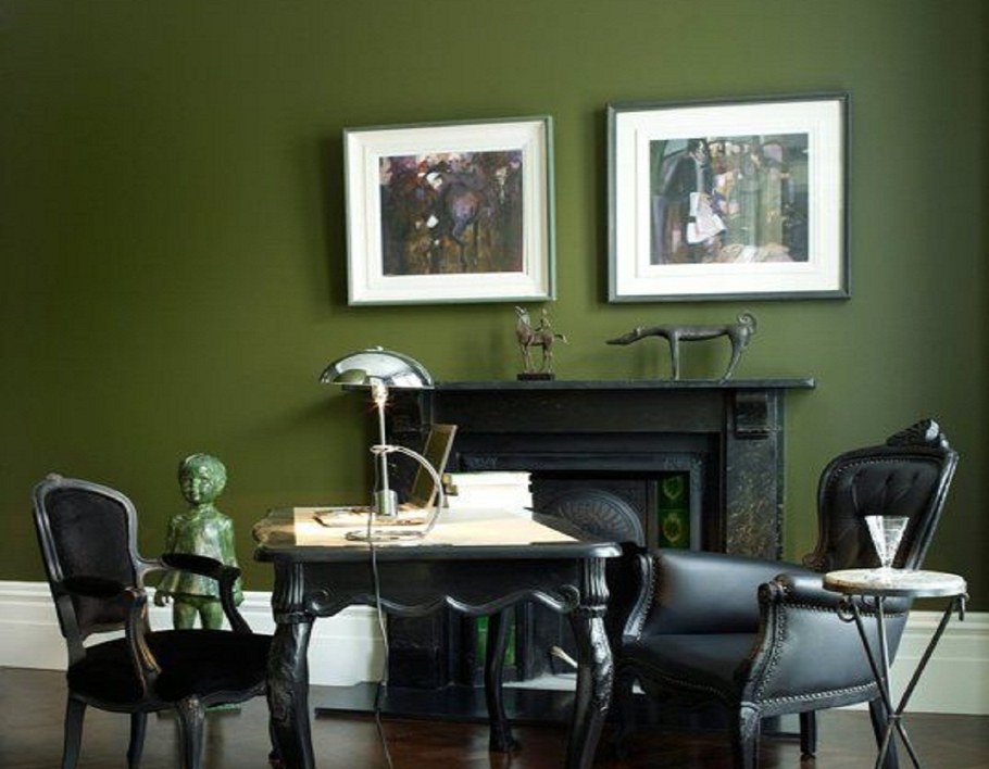 Темно-оливковый цвет в интерьере