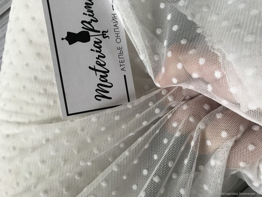 Тюль сетка в горошек белая