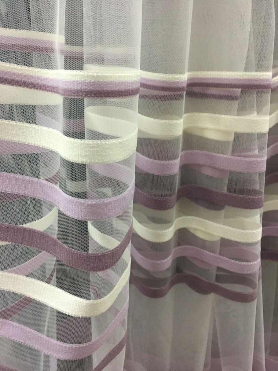 Тюль в полоску горизонтальную