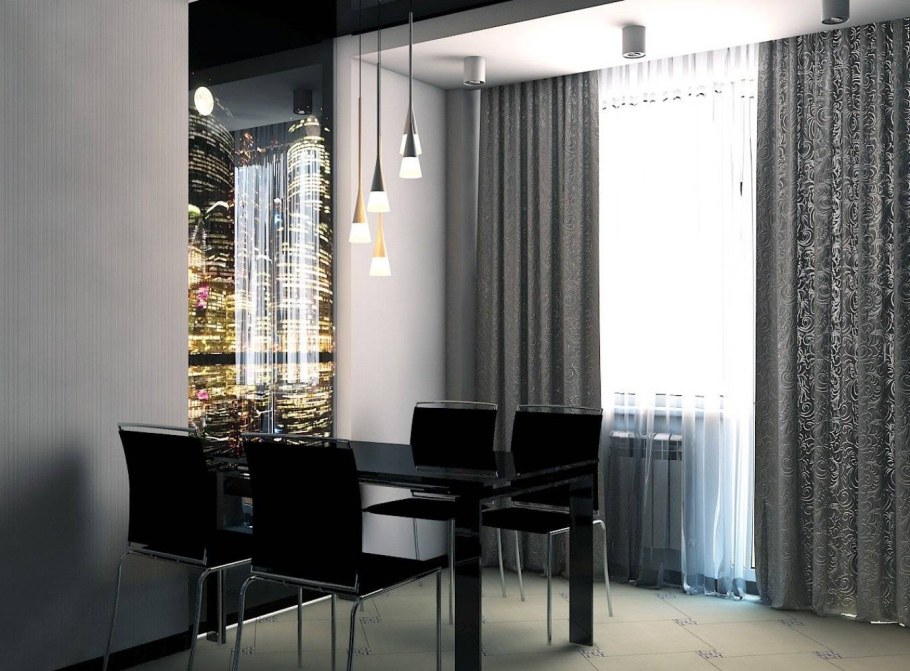 Шторы в гостиную в стиле хайтек