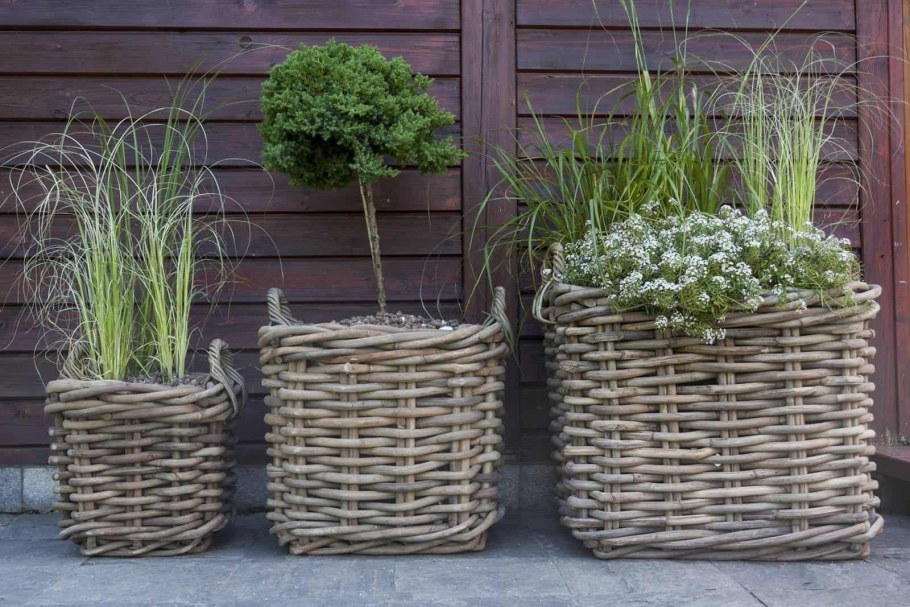 Плетеные кашпо в интерьере