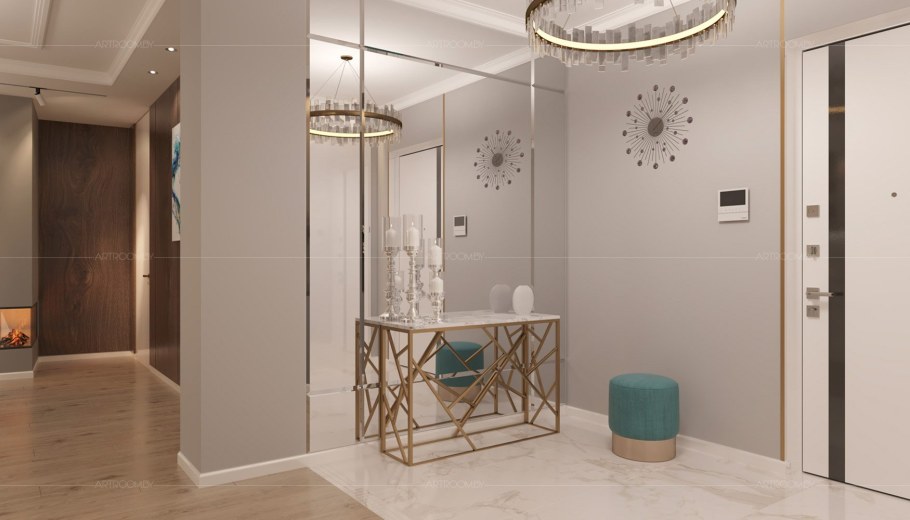 Зеркальная стена в прихожей