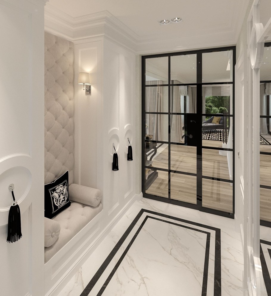 Зеркальная плитка в прихожей