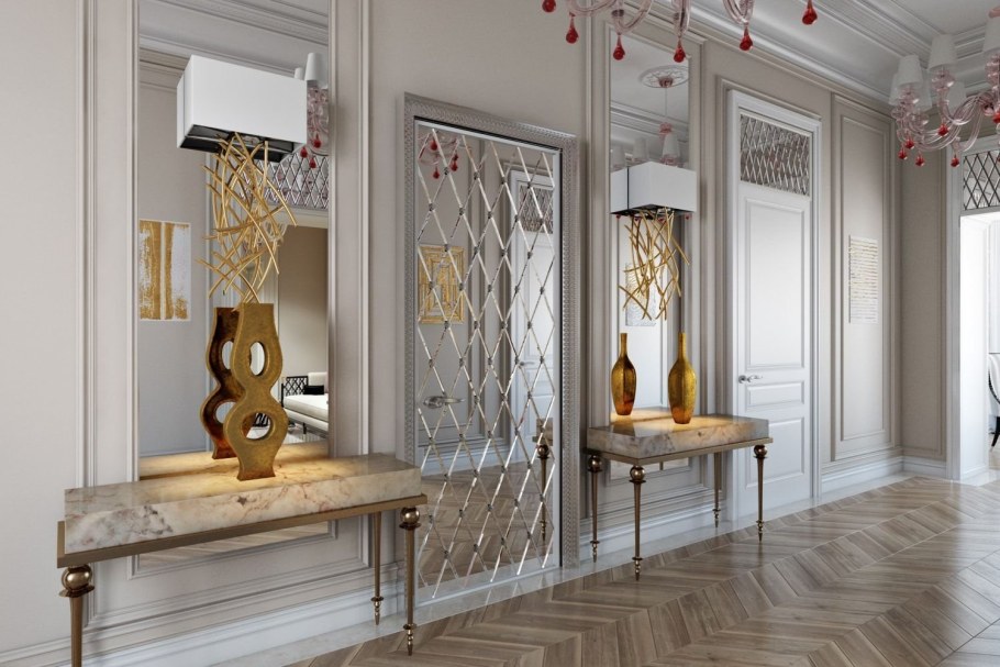 Зеркальное панно на стену в прихожей