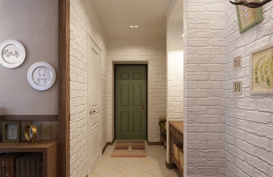 Кирпичики в прихожей интерьер