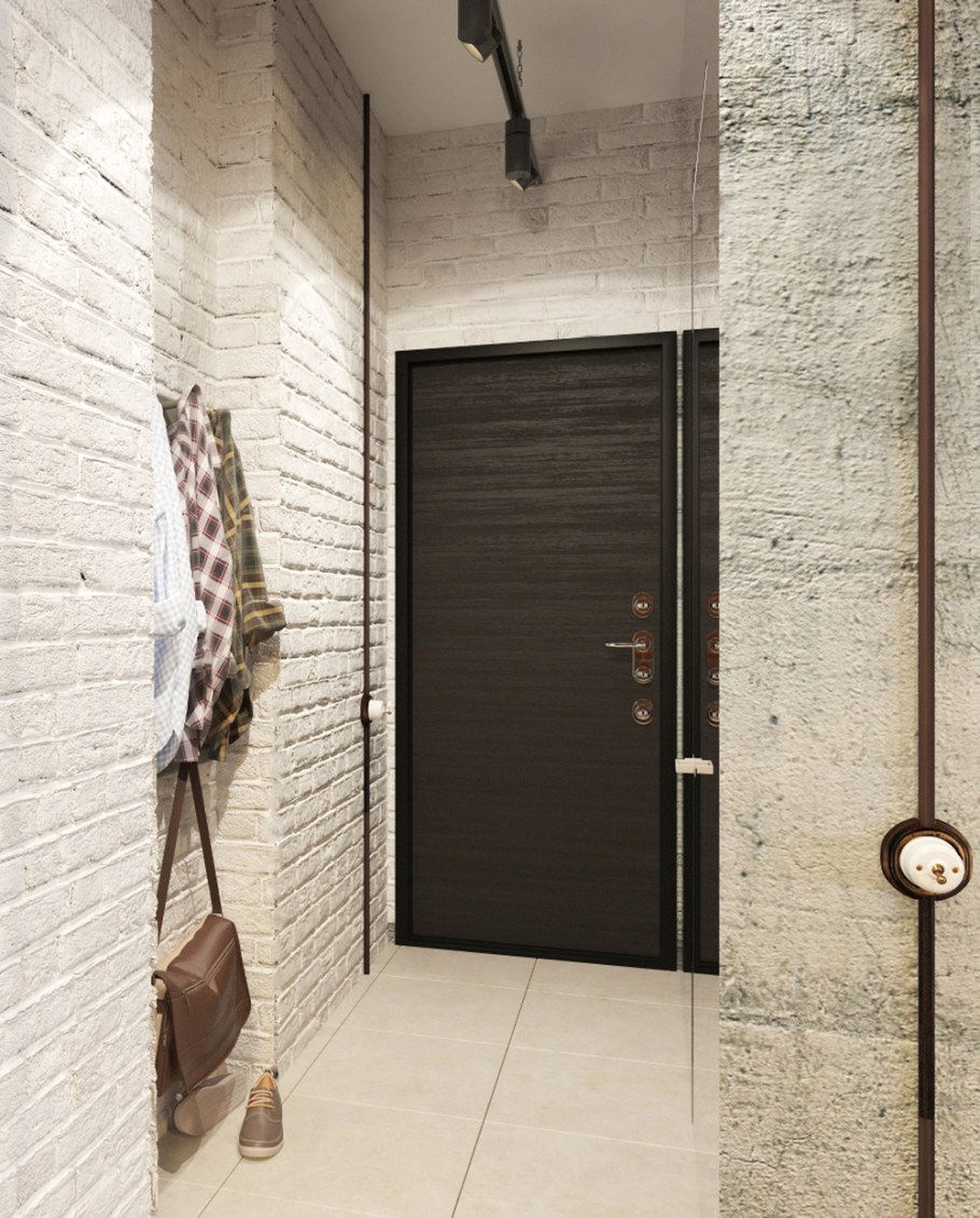 Декоративный кирпич в интерьере прихожей