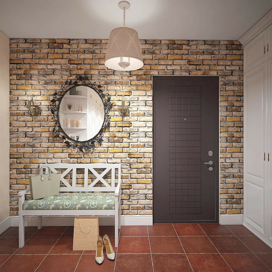 Кирпич в интерьере прихожей