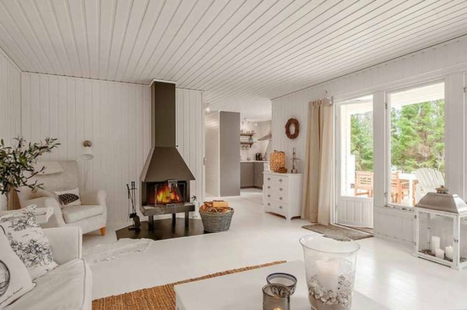 Дачная гостиная в скандинавском стиле