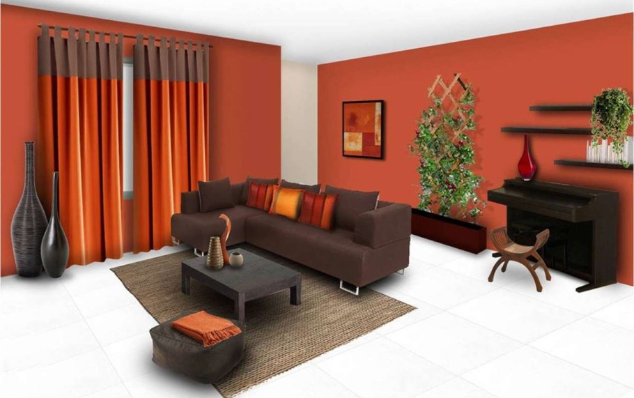 Комната с оранжевыми стенами