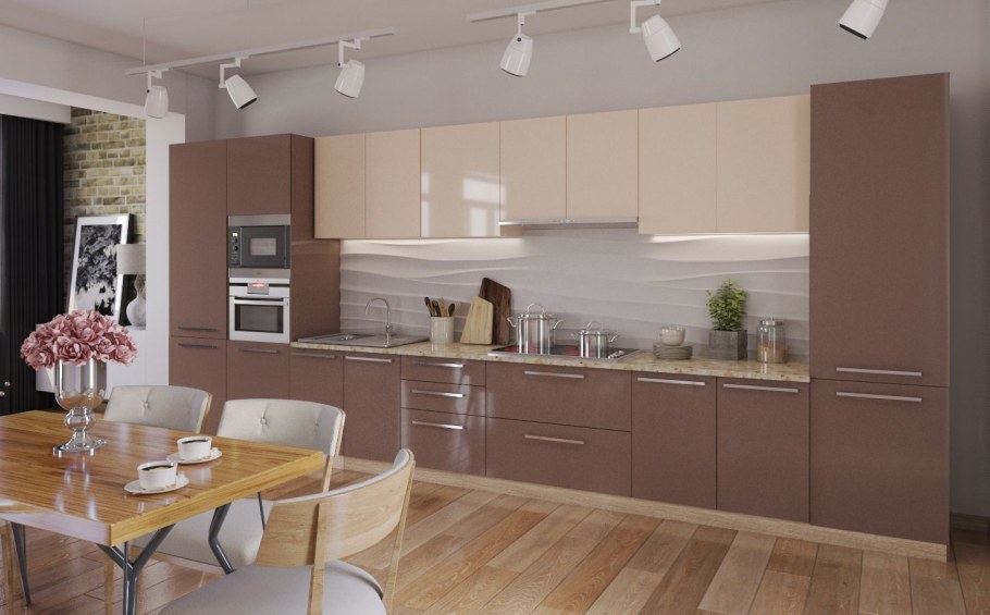Кухня цвета какао глянец