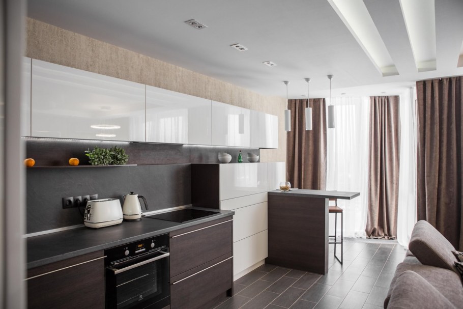 Кухня цвета мокко