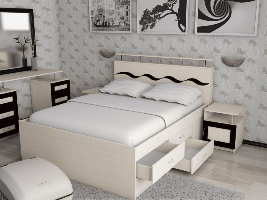 Кровать 1,2х2 с кромкой (спальное место 2000*1200) дуб молочный