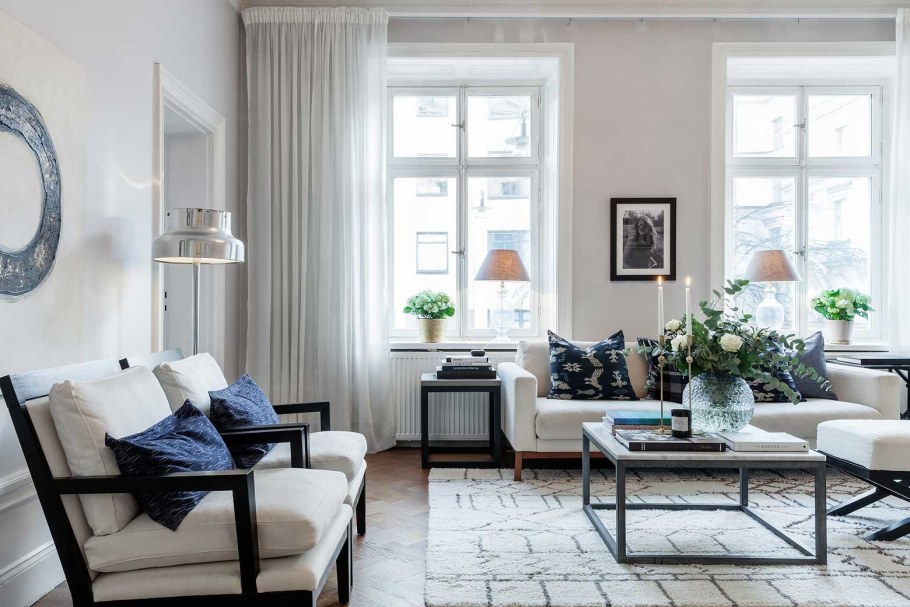 Скандинавский стиль с классикой в интерьере