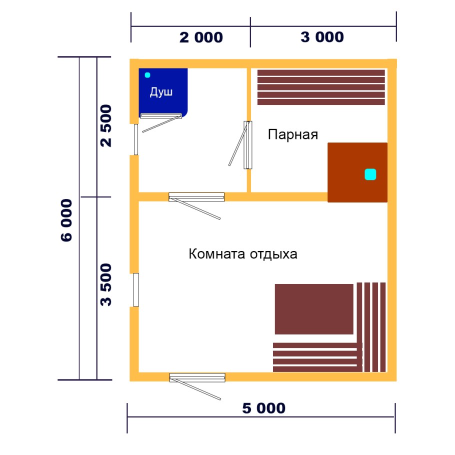 Баня 5 на 5 планировка