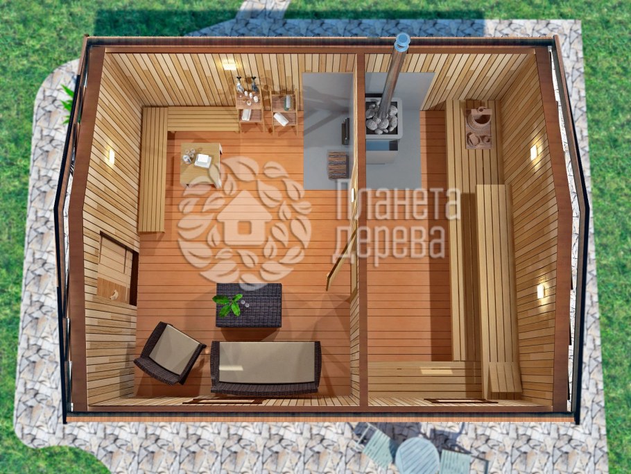 Каркасная баня 3х5