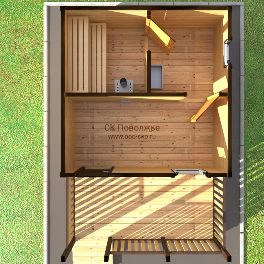 Баня 4х4 с террасой 2х4 планировка