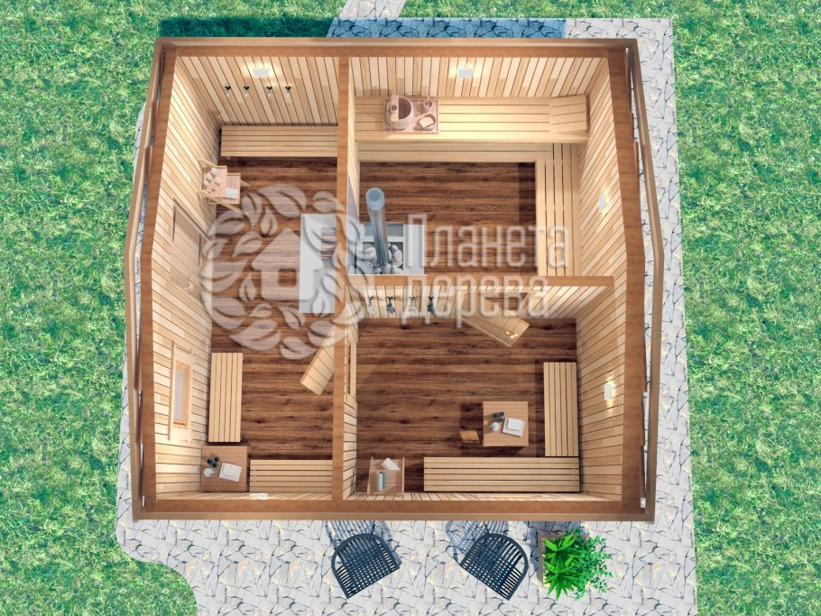 Баня 6х4 планировка 3д