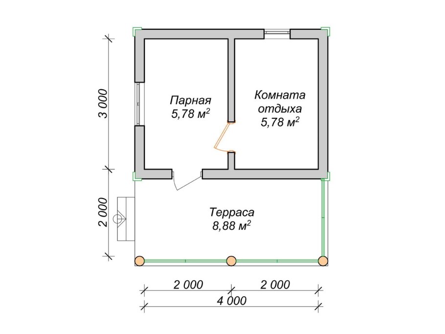 Планировка бани 3х5