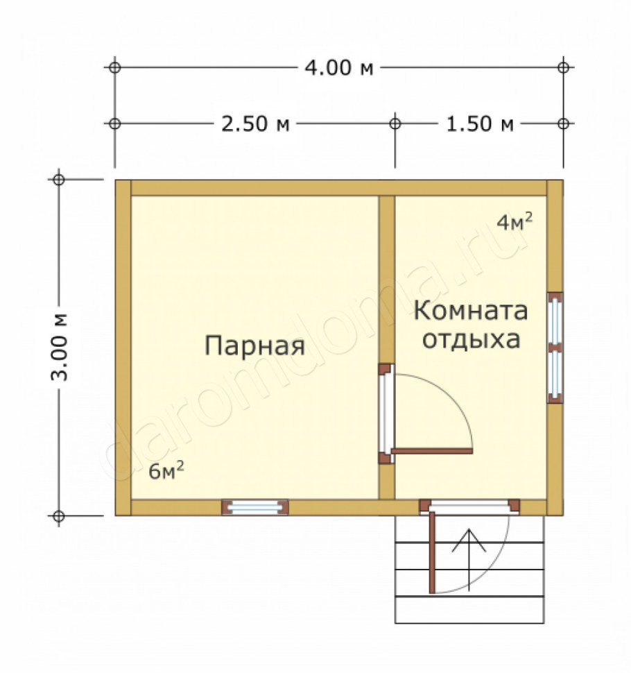 Сруб бани 3х4 планировка