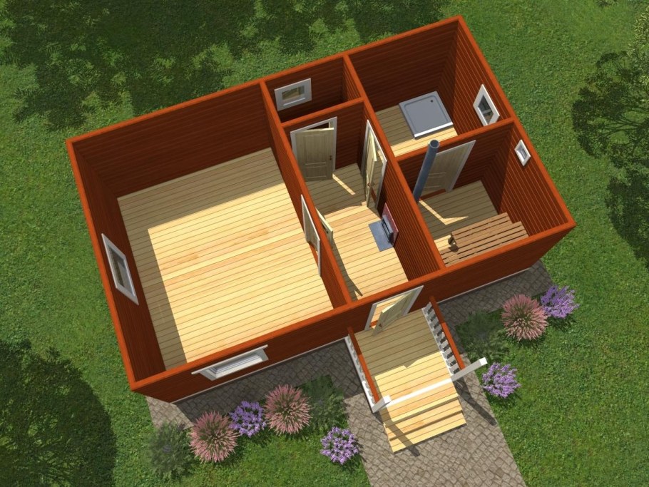 Планировка бани 7х4