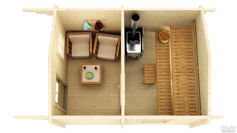 Баня 3х4 внутри