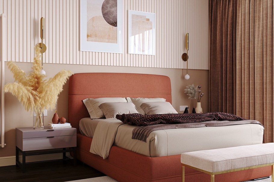 Спальня в терракотовых тонах