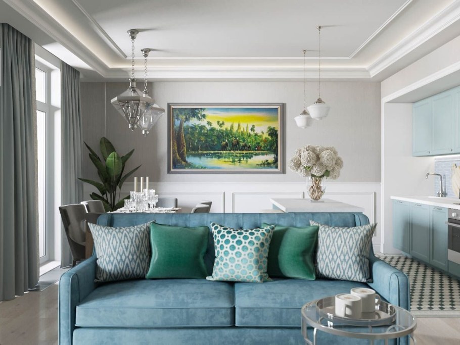 Гостиная Неоклассика изумрудный