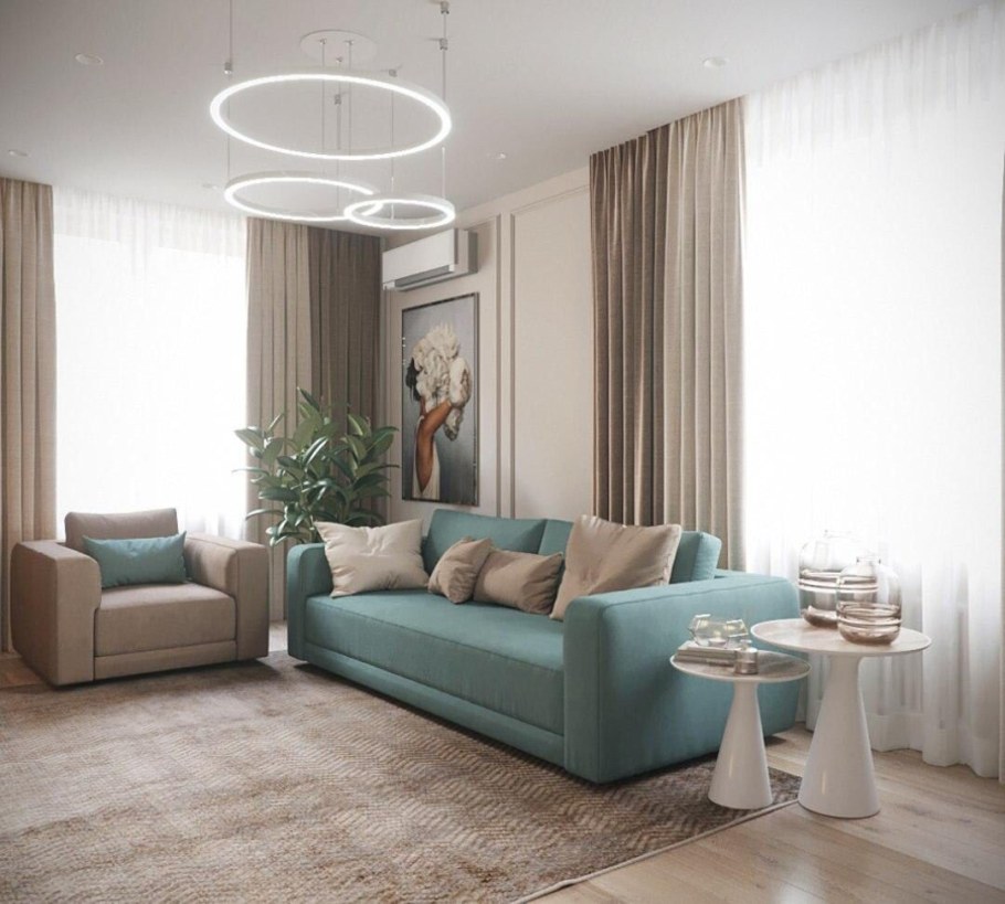 Бирюзовый диван в интерьере