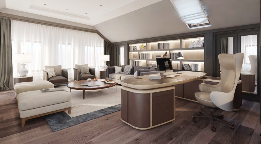 Кабинет в современном стиле в частном доме
