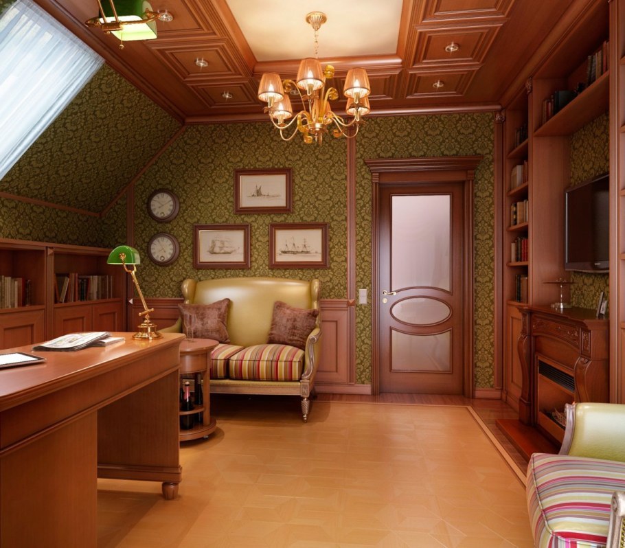 Интерьер кабинета в частном доме