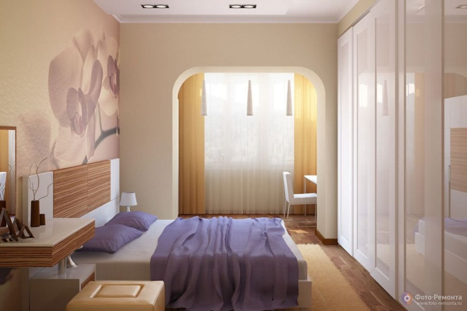 Спальня с балконом обьединеном