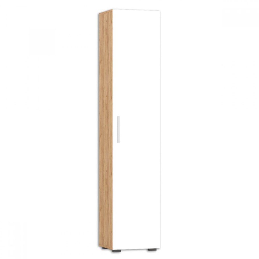 Альба шкаф - пенал (дуб золотой Craft, белый премиум)