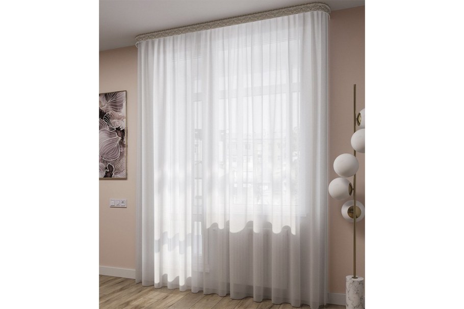 Тюль лён 300*260 с утяжелителем белый ГП