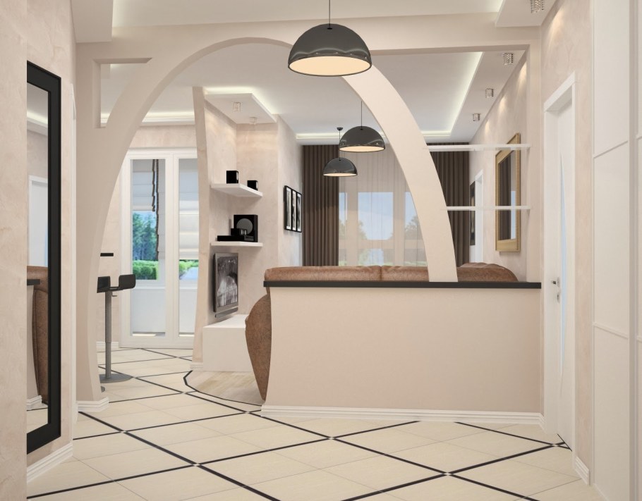 Перегородка между коридором и гостиной