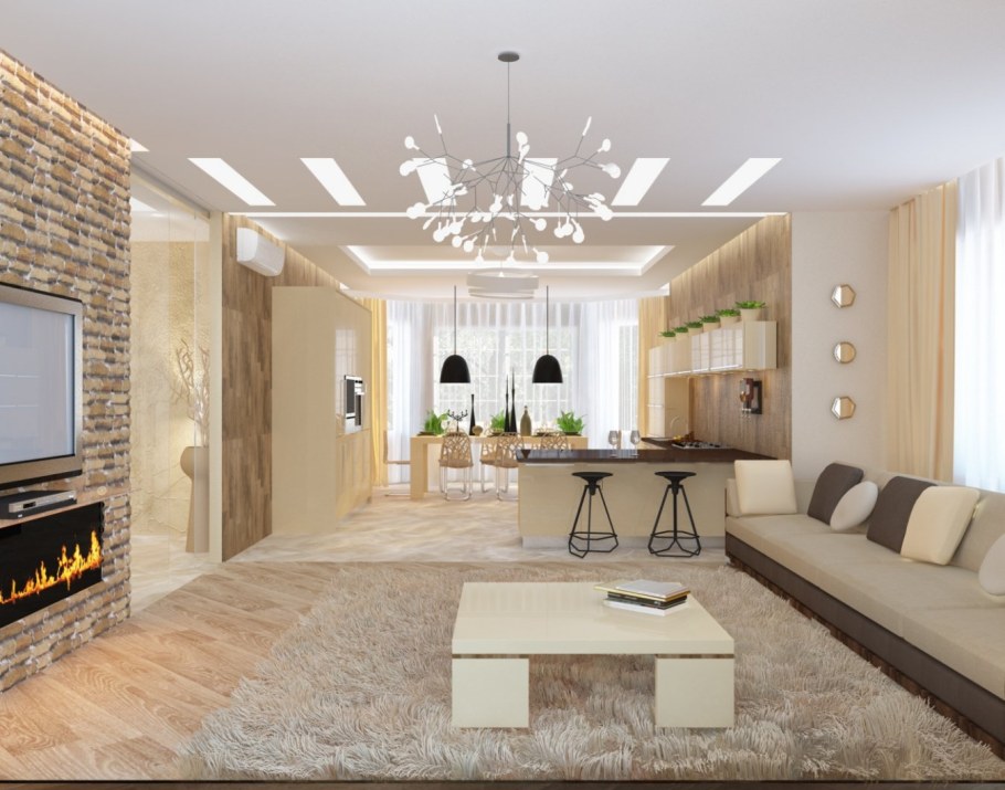 Кухня-гостиная в частном доме