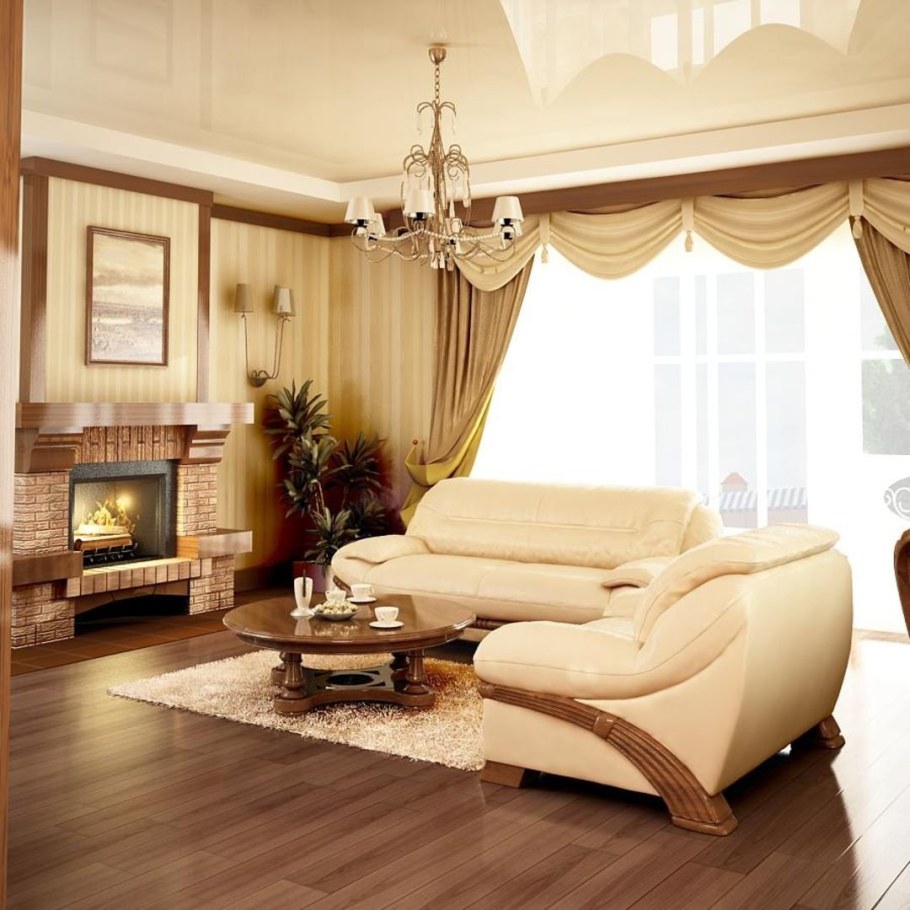 Интерьер гостиной вчасном доме