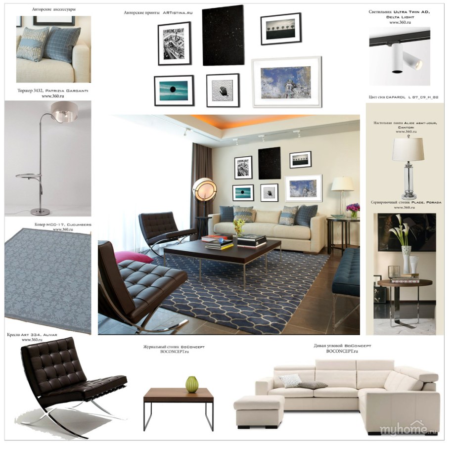 Дизайнерский коллаж интерьера