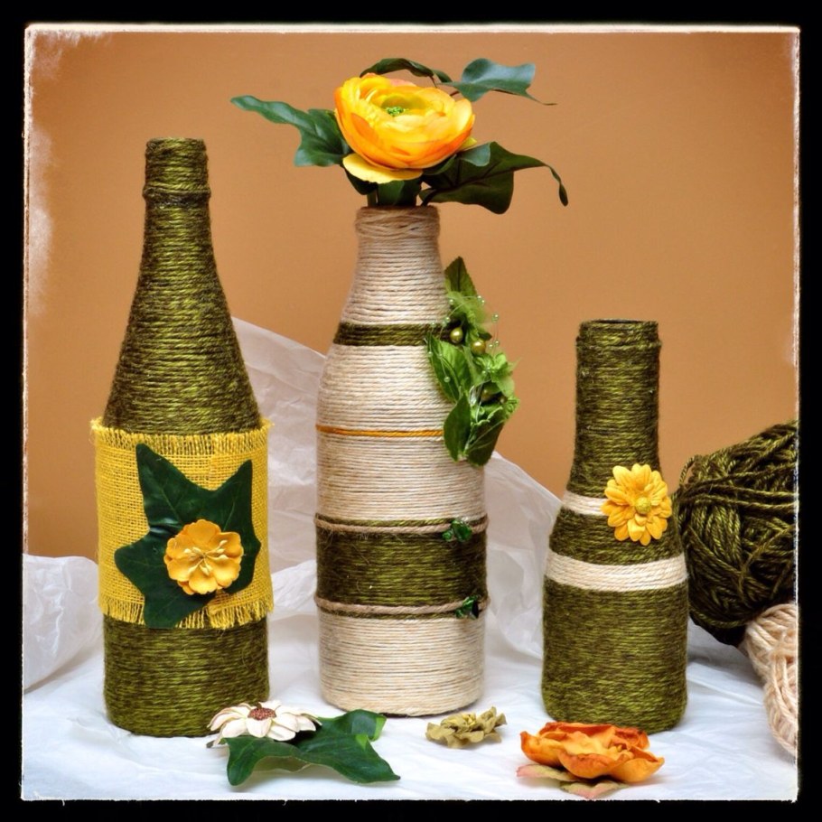 Декорирование бутылок своими руками и подручными средствами