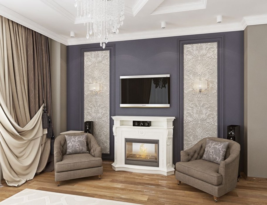 Гостиная в пудровых тонах