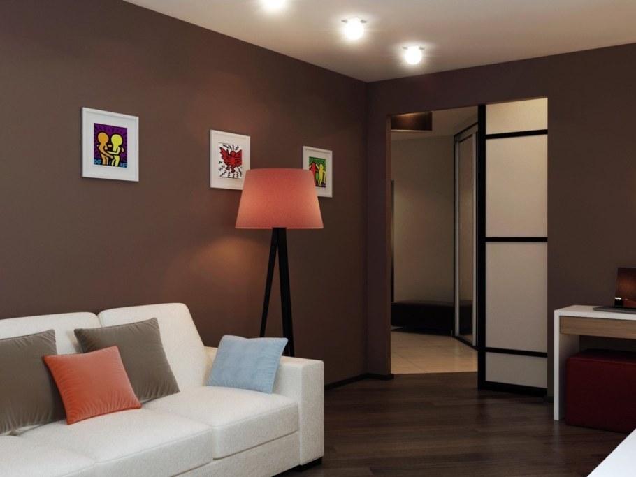 Кофейный цвет стен в интерьере