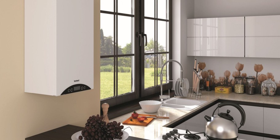 Газовый котёл на кухне в интерьере