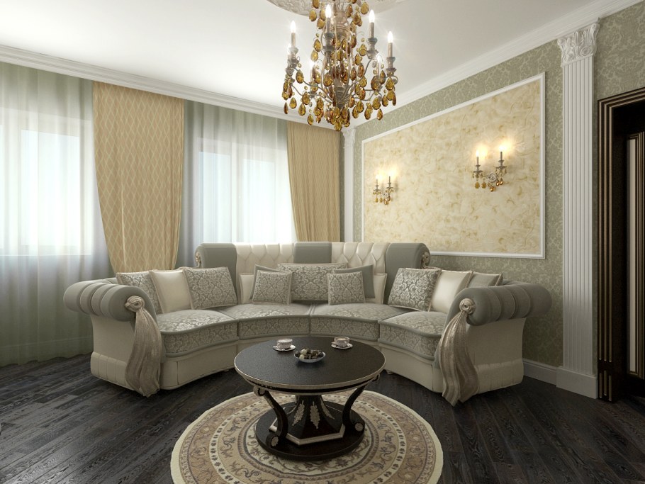 Интерьер большого зала в частном доме