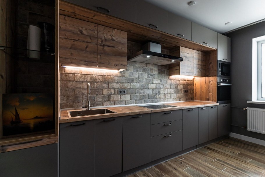 Кухня лофт антрацит gola