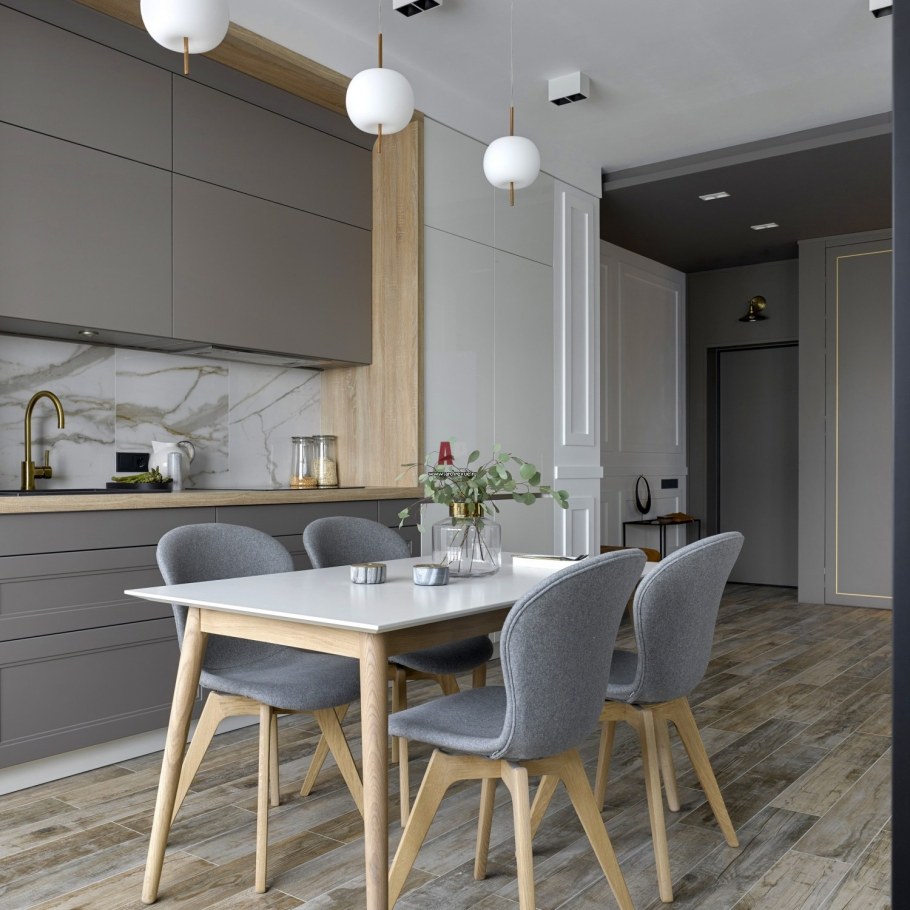Интерьер серой кухни