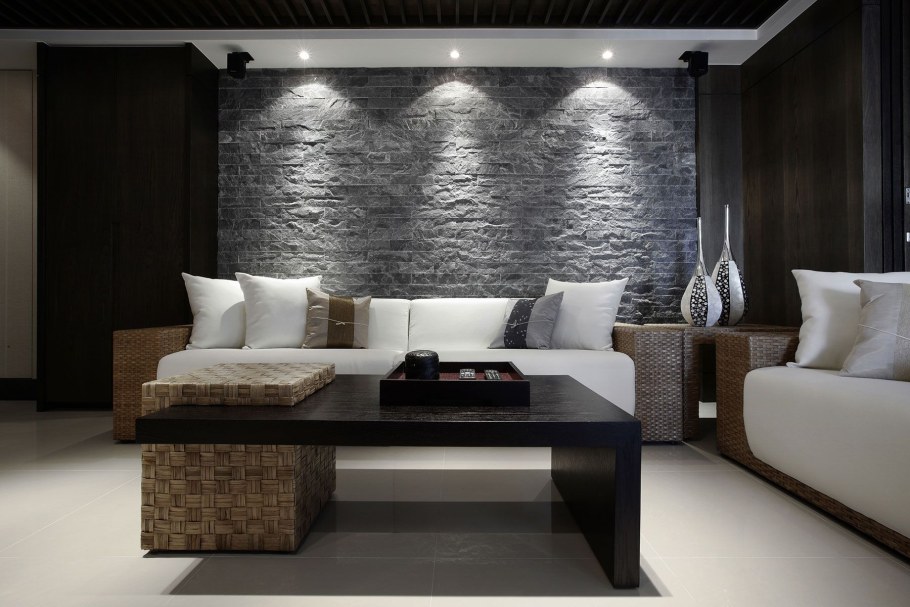 Акцентная стена с подсветкой в интерьере