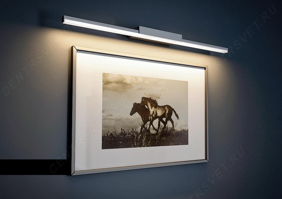 Светильники над картинами в интерьере