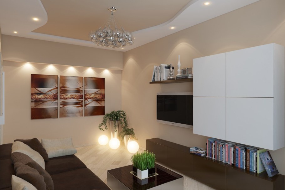 Светлая гостиная освещение