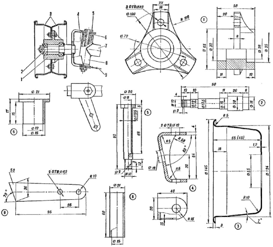 Ступица картинга задняя на 30 чертёж